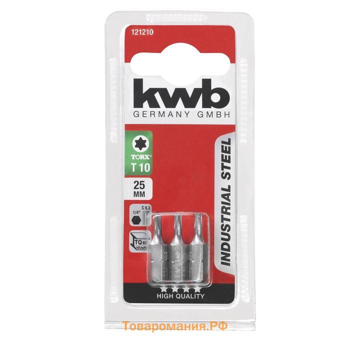 Бита KWB INDUSTRY, TORX10, сталь TQ60, 25 мм, 3 шт