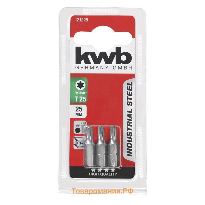 Бита KWB INDUSTRY, TORX25, сталь TQ60, 25 мм, 3 шт