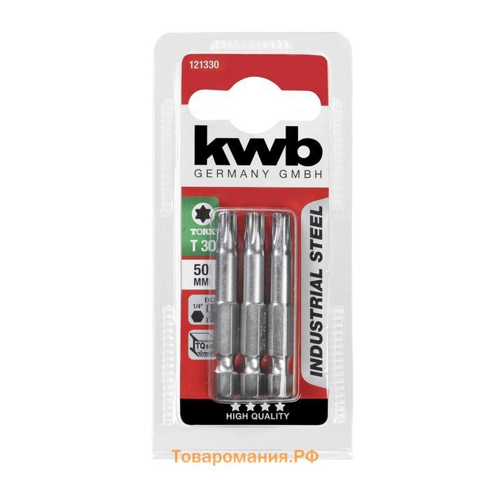 Бита KWB INDUSTRY, TORX30, сталь TQ60, 50 мм, 3 шт