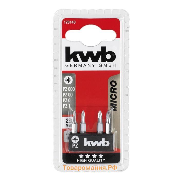 Бита KWB Micro, PZ000/PZ00/PZ0/PZ1, сталь TQ60, 28 мм, 4 шт