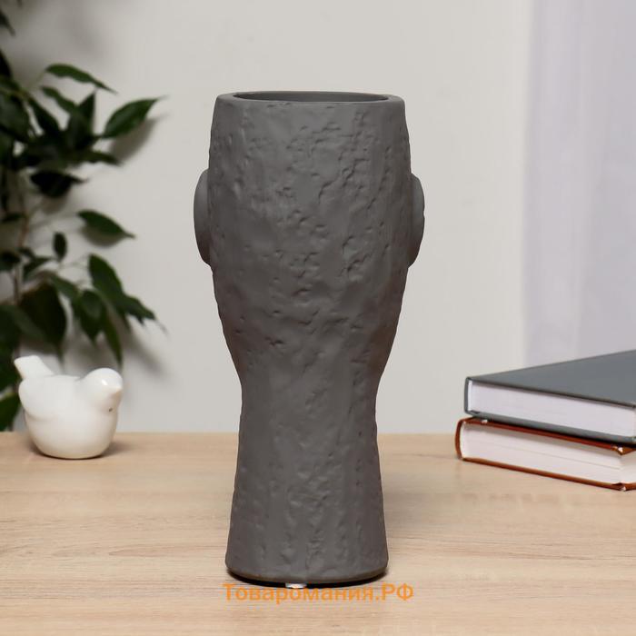 Ваза керамика "Наваждение" d-7,5 см 8х9х22 см, серый