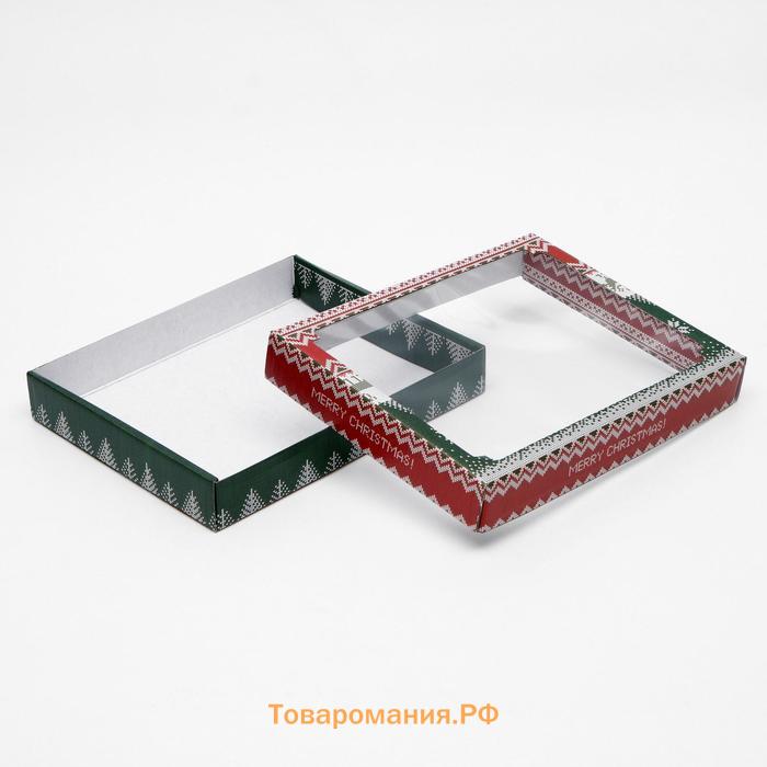 Коробка сборная крышка - дно с окном, «Скандинавия», 26×21×4 см