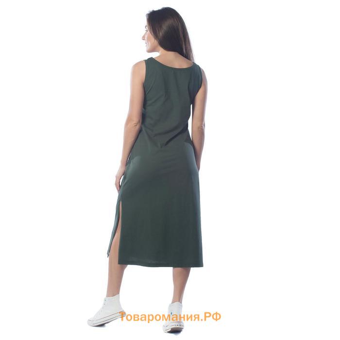 Платье женское, размер 56, цвет хаки