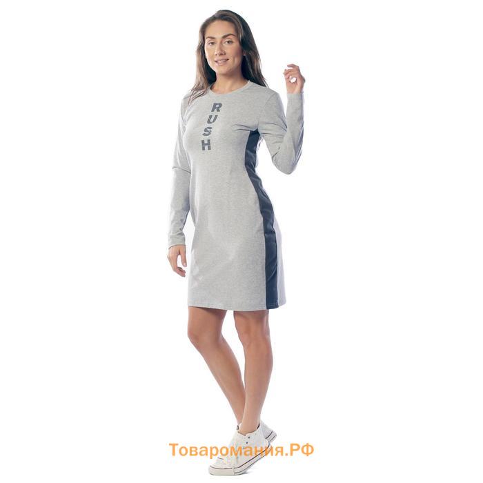 Платье с лампасами, размер 46, цвет серый-меланж
