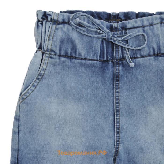 Джинсовые шорты для девочек, рост 140 см, цвет голубой