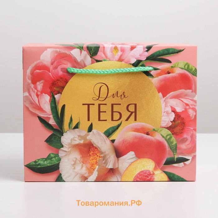 Пакет—коробка, подарочная упаковка, Flower, 23×18×11 см