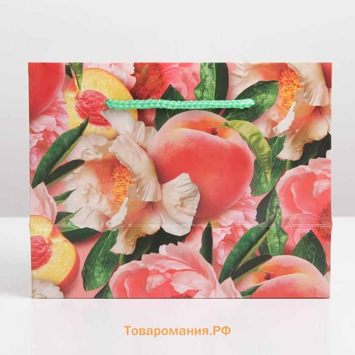 Пакет—коробка, подарочная упаковка, Flower, 23×18×11 см