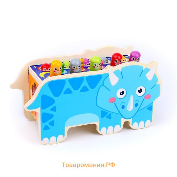 Бизиборд «Носорог» 2 в 1, стучалка и крутилки, 24×10×14 см