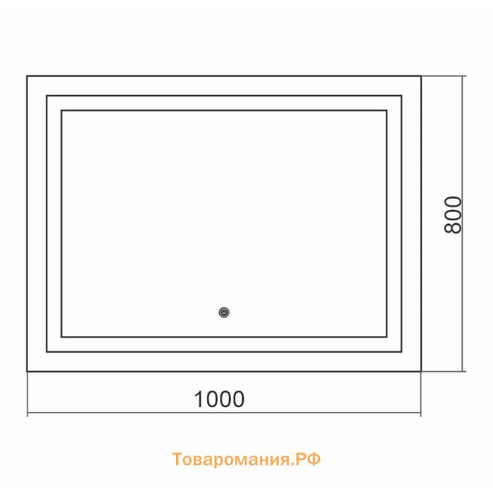 Зеркало с LED подсветкой «Адель» 1000х800 мм, двойной подогрев, часы, сенсорный выкл, диммер   73877