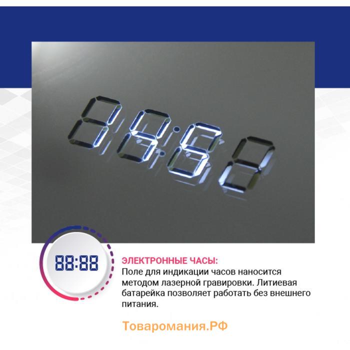 Зеркало с Doratiz LED подсветкой «Марта», 550х800 мм, подогрев, часы, сенсорный выключатель, диммер