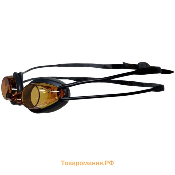 Очки для плавания Atemi R102, стартовые, силикон, цвет чёрный/янтарный