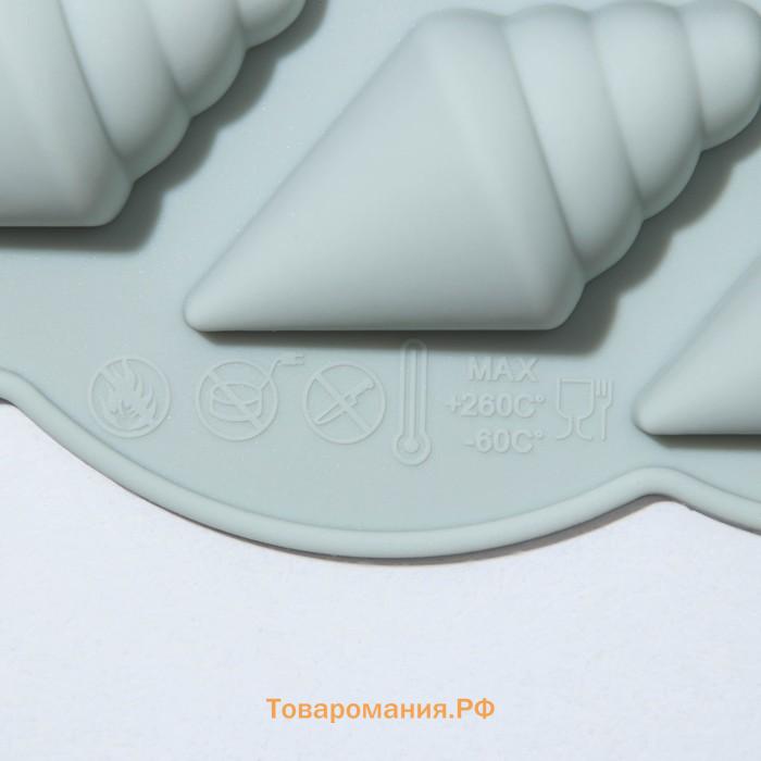 Форма для конфет и шоколада  «Ракушки», силикон, 23×12×1.5 см, 14 ячеек, МИКС