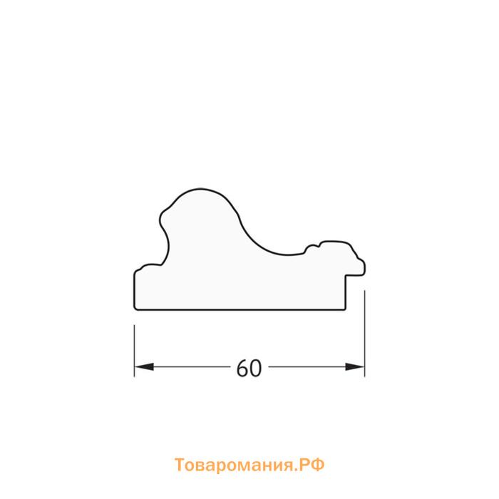 Зеркало в багетной раме, золотые бусы на бронзе 60 мм, 51,6х51,6 см