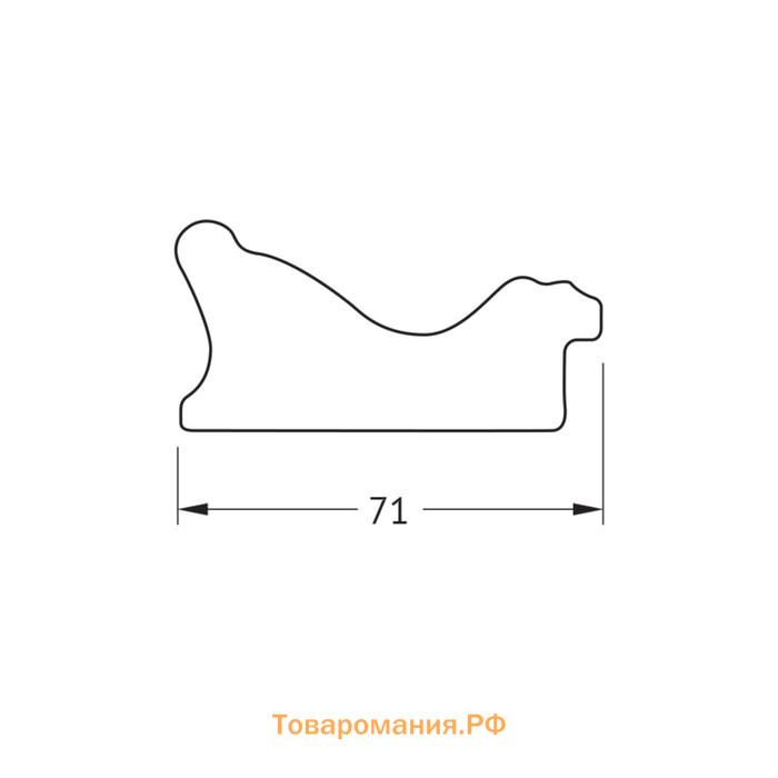 Зеркало в багетной раме, черное дерево с золотом 71 мм, 63x83 см