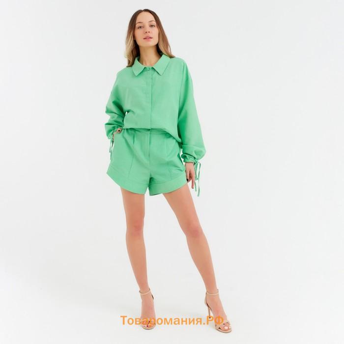 Костюм женский (блузка, шорты) MINAKU: Casual Collection цвет зелёный, размер 46
