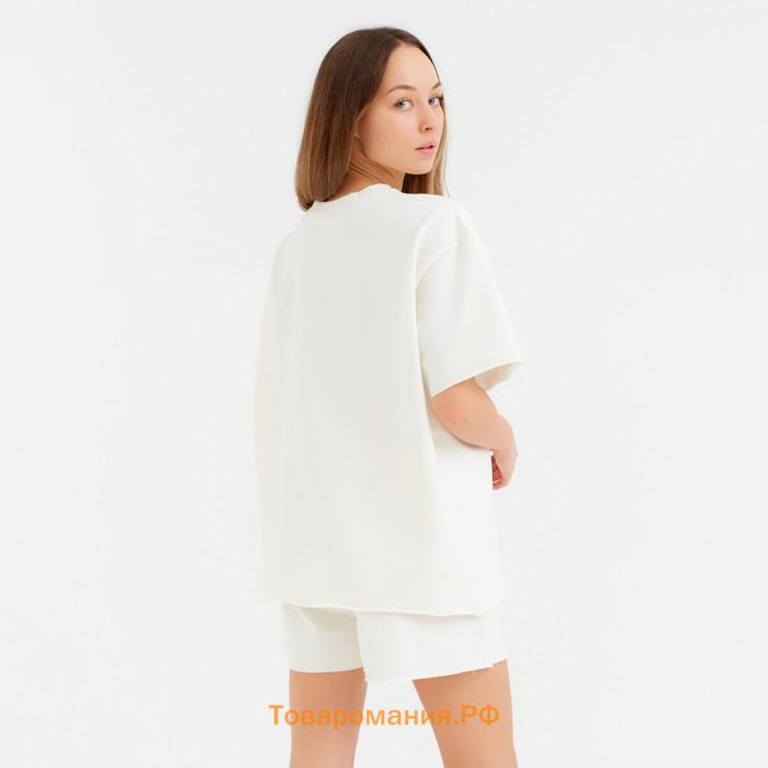 Костюм женский (футболка, шорты) MINAKU: Casual Collection цвет экрю, размер 42