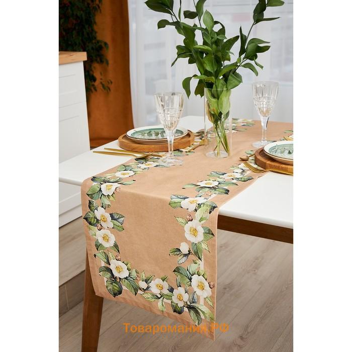 Дорожка на стол  Сamellia 40×146 см, 100% хлопок, саржа 190 г/м², бежевая