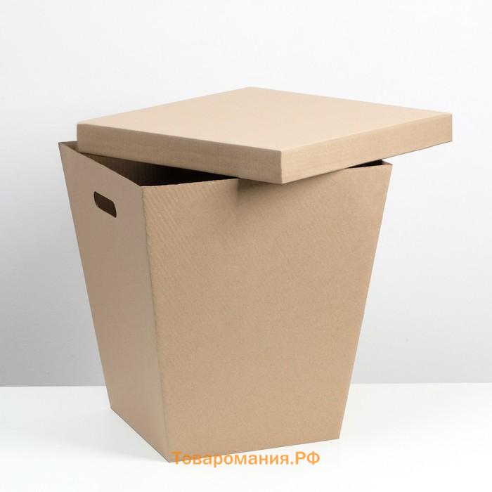 Дно для сборной коробки, для больших букетов, трапеция, бурая, 27×38×42 см