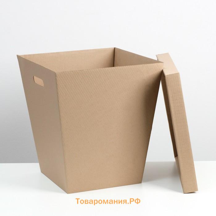 Дно для сборной коробки, для больших букетов, трапеция, бурая, 27×38×42 см