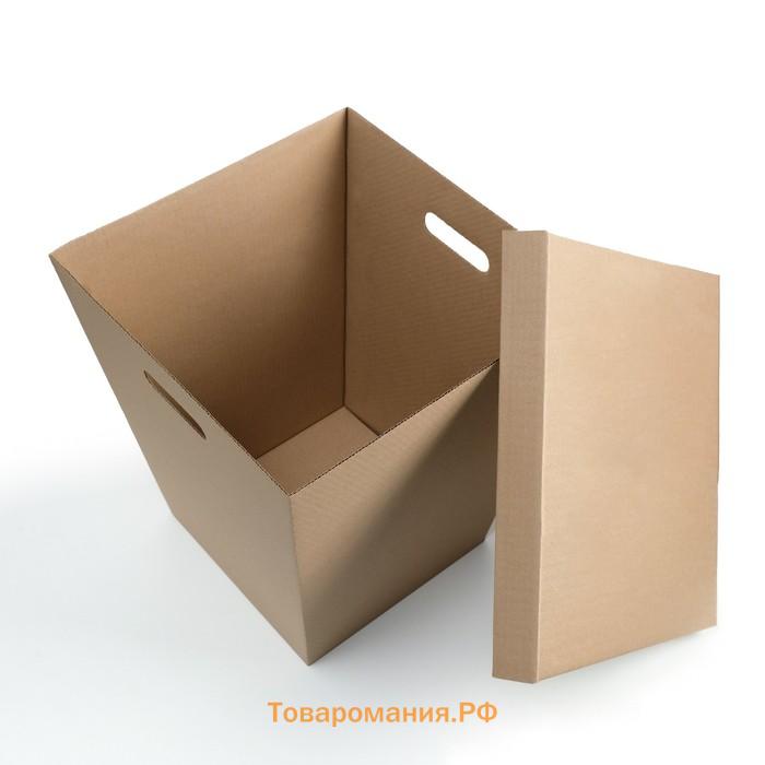 Дно для сборной коробки, для больших букетов, трапеция, бурая, 27×38×42 см