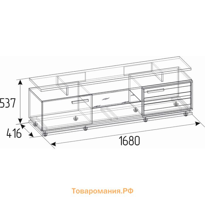 Тумба ТВ Nature 3, 1680 × 416 × 537 мм, цвет гаскон пайн / чёрный