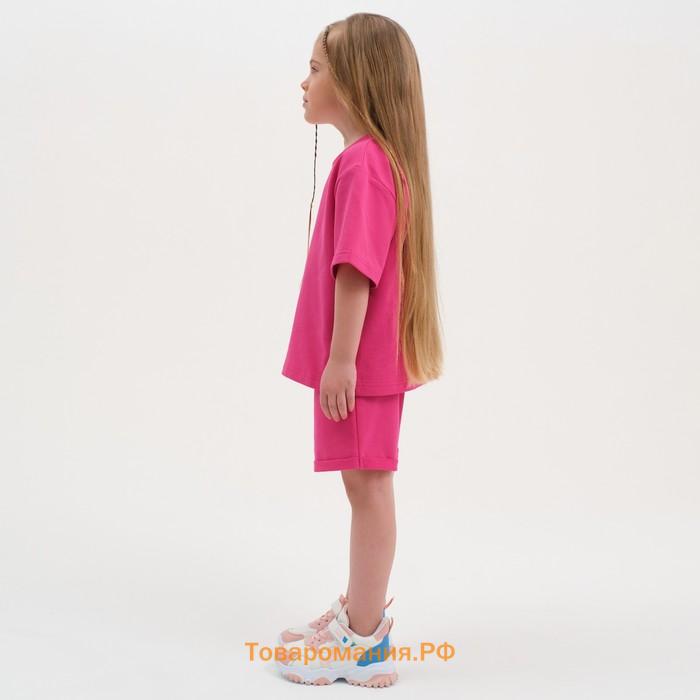 Комплект детский (футболка, шорты) KAFTAN Basic line размер 34 (122-128 см), розовый