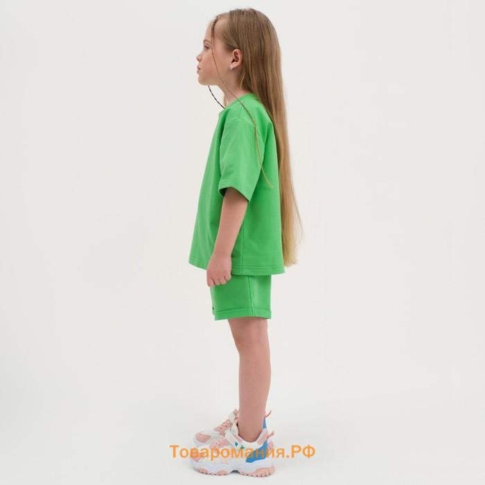 Комплект детский (футболка, шорты) KAFTAN Basic line, размер 32 (110-116 см), зелёный