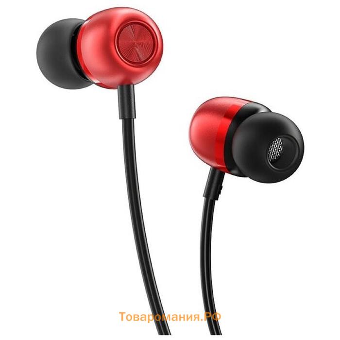 Наушники спортивные беспроводные, Hoco ES53, вакуумные, Bluetooth 5.0, с микрофоном, 100 мАч, красные