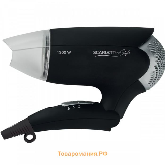 Фен Scarlett SC-HD70IT02, складной, 1200 Вт, 2 режима, 1 насадка, шнур 1.7 м