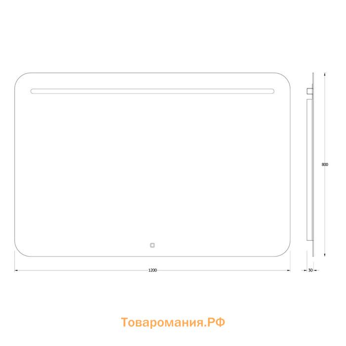 Зеркало Evororm, встроенный LED-светильником, сенсорный выключатель, 10W, 120х80 см, нейтральный бел