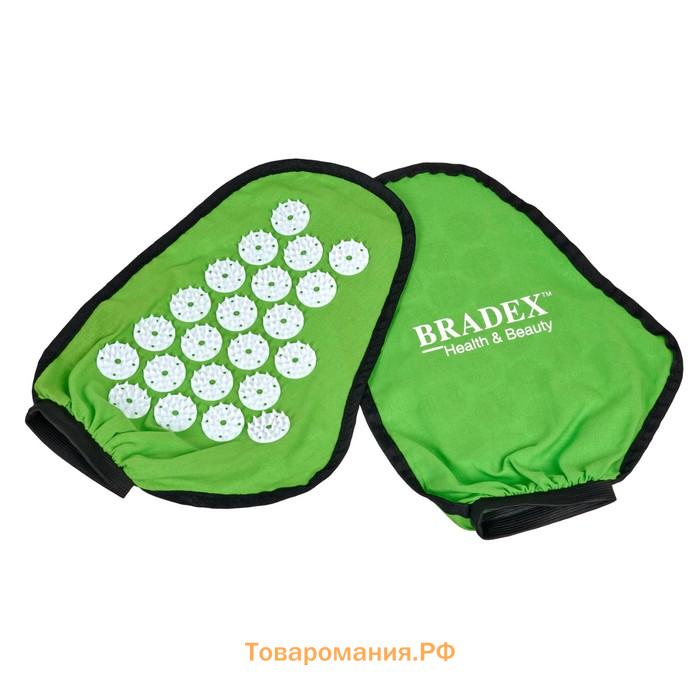 Варежки для акупунктурного массажа Bradex «Нирвана», цвет зелёный