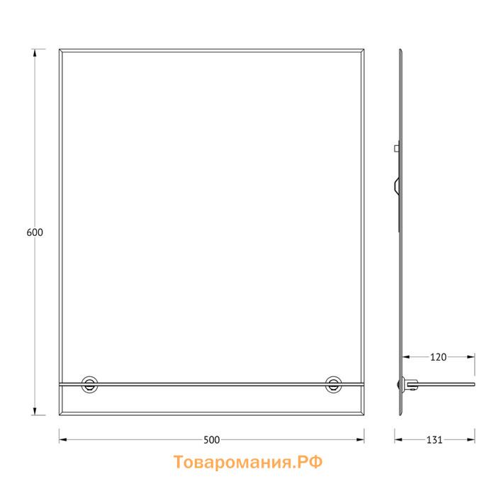 Зеркало Evoform, с фацетом, полочкой, 50х60 см