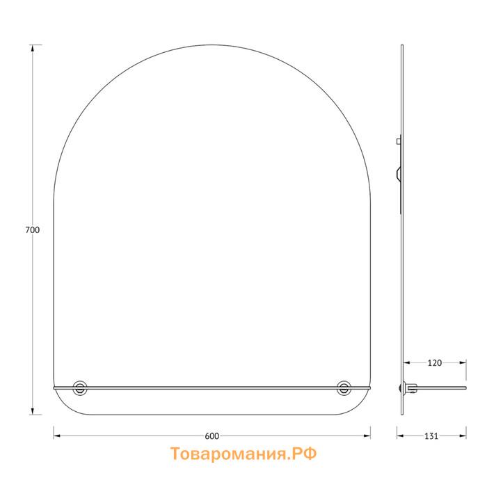 Зеркало Evoform, с полочкой, 60х70 см