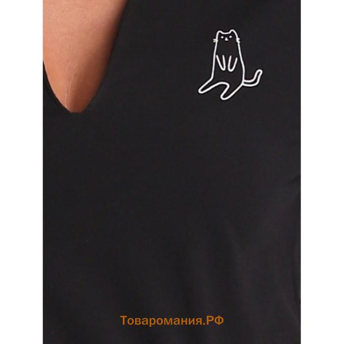 Платье женское « котик», размер 44, цвет чёрный