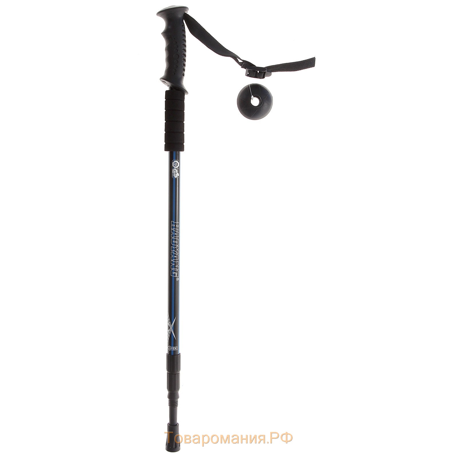 Палка для скандинавской ходьбы ONLYTOP, телескопическая, 3-секционная, 135 см, 1 шт.