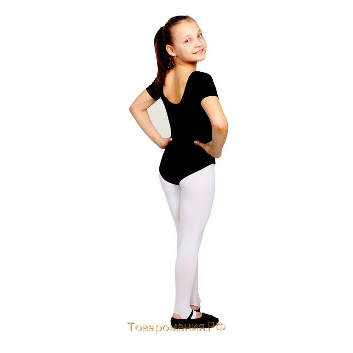 Купальник гимнастический Grace Dance, с коротким рукавом, р.36, цвет чёрный