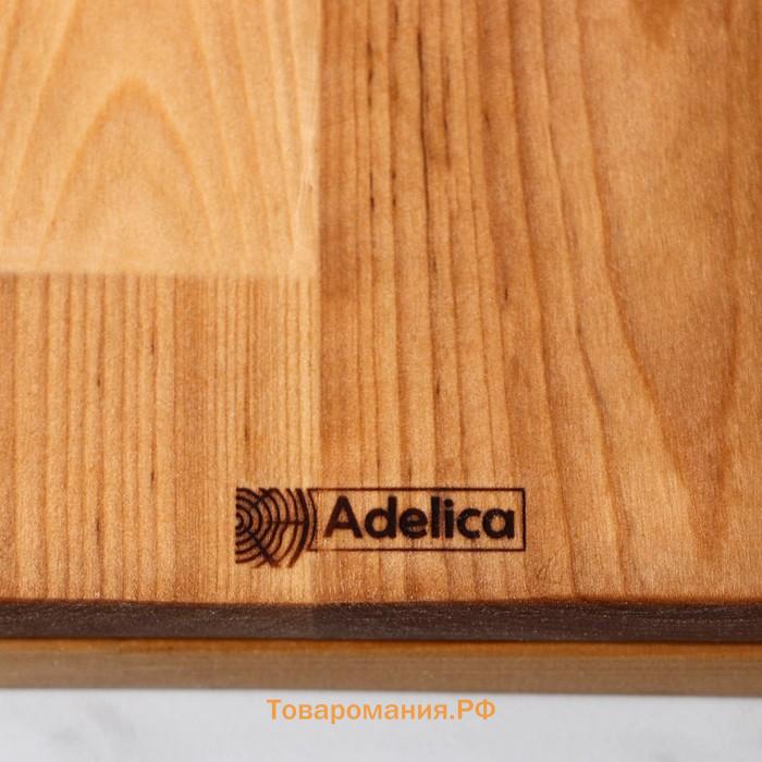 Доска разделочная Adelica, с выдвижным лотком, пропитано минеральным маслом, 30×24 см, лоток 22×22 см, берёза