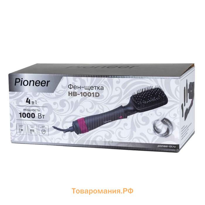 Фен-щётка Pioneer HB-1001D, 1000 Вт, 2 температурных режима, чёрно-розовая