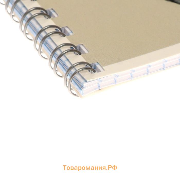 Блокнот А6 40 листов на гребне, в клетку "Тотемные животные", обложка мелованный картон, выборочный твин-лак, блок офсет 65, 5В ассорти