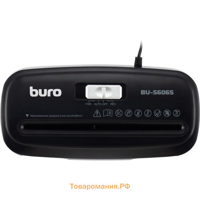 Шредер Buro Home BU-S606S, фрагменты 5 мм ,6 листов одн, пл.карты, 11л