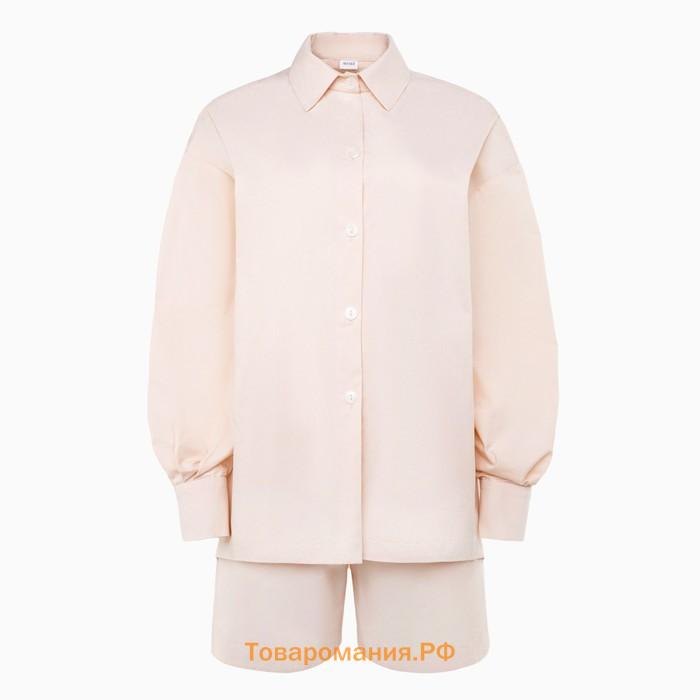 Костюм женский (рубашка, шорты) MINAKU: Oversize цвет молочный, размер 44