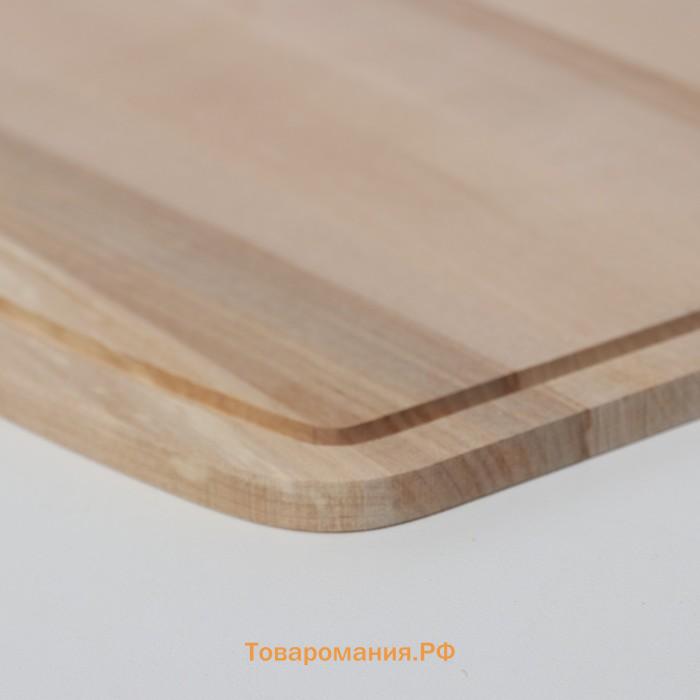 Доска разделочная деревянная с желобом 26х22х0,8 см береза