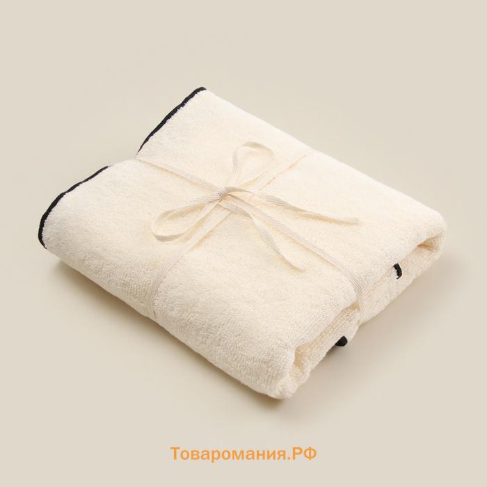 Полотенце махровое SL HOME: Black Frame "Айвори" 100х180 см, 100% хлопок, 470 г/м2