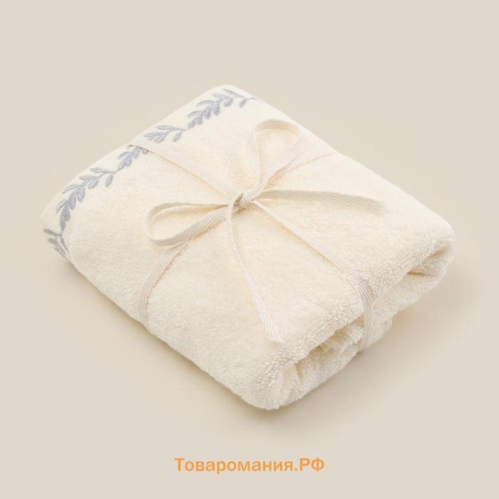 Полотенце махровое SL HOME: Floral "Айвори" 100х180 см, 100% хлопок, 550 г/м2