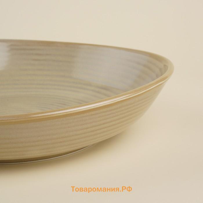 Тарелка глубокая SL Home «Песчаный бриз», 1.3 л, 26×24×6 см, фарфор, бежевая