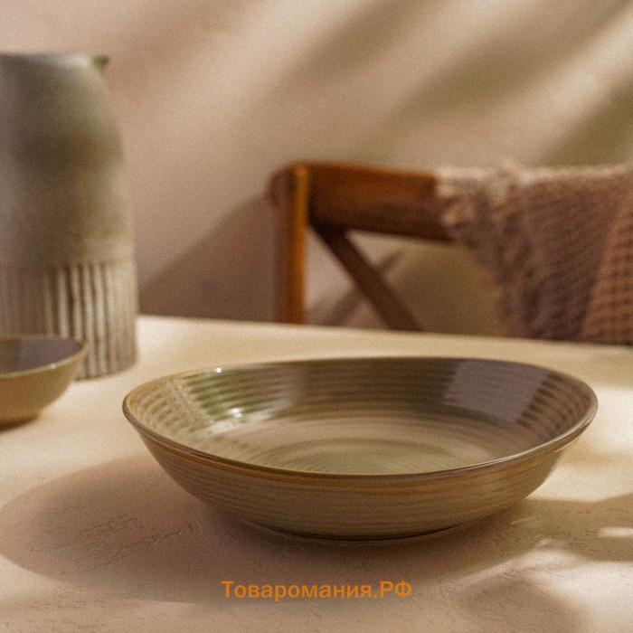 Тарелка глубокая SL Home «Песчаный бриз», 1.3 л, 26×24×6 см, фарфор, бежевая