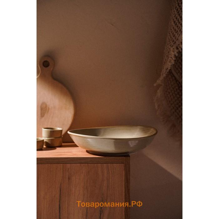 Тарелка глубокая SL Home «Песчаный бриз», 1.3 л, 26×24×6 см, фарфор, бежевая