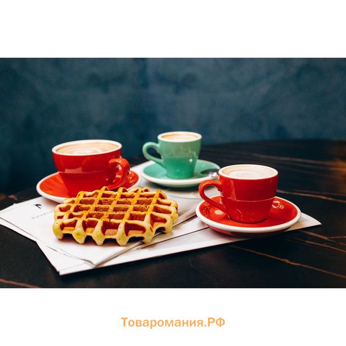 Кофейная пара Magistro Coffee time, 2 предмета: чашка 280 мл, блюдце d=15.5 см, фарфор, красная