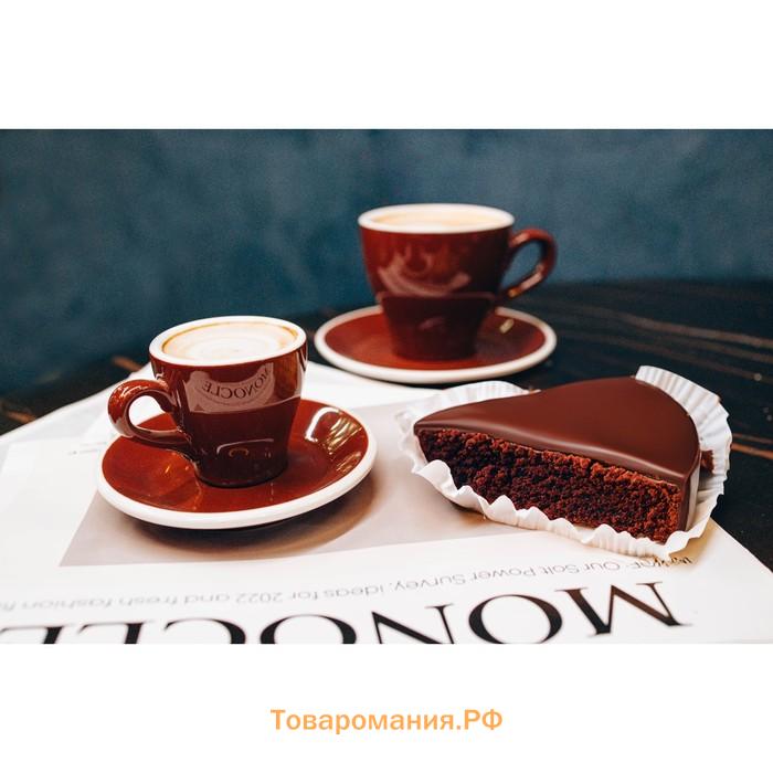 Кофейная пара Magistro Coffee time, 2 предмета: чашка 280 мл, блюдце d=15.5 см, фарфор, коричневая