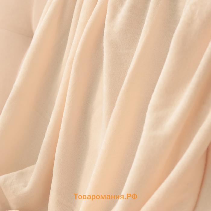 Плед  цв.молочный 200*220 см,100% п/э, корал-флис 220 гр/м2